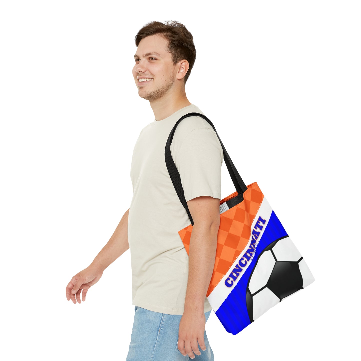 Cincinnati Soccer Orange and Blue Tote Bag
