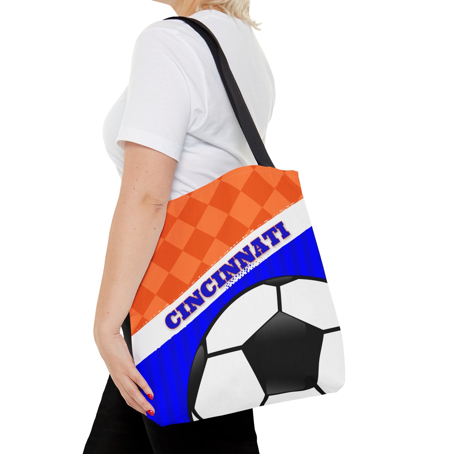 Cincinnati Soccer Orange and Blue Tote Bag