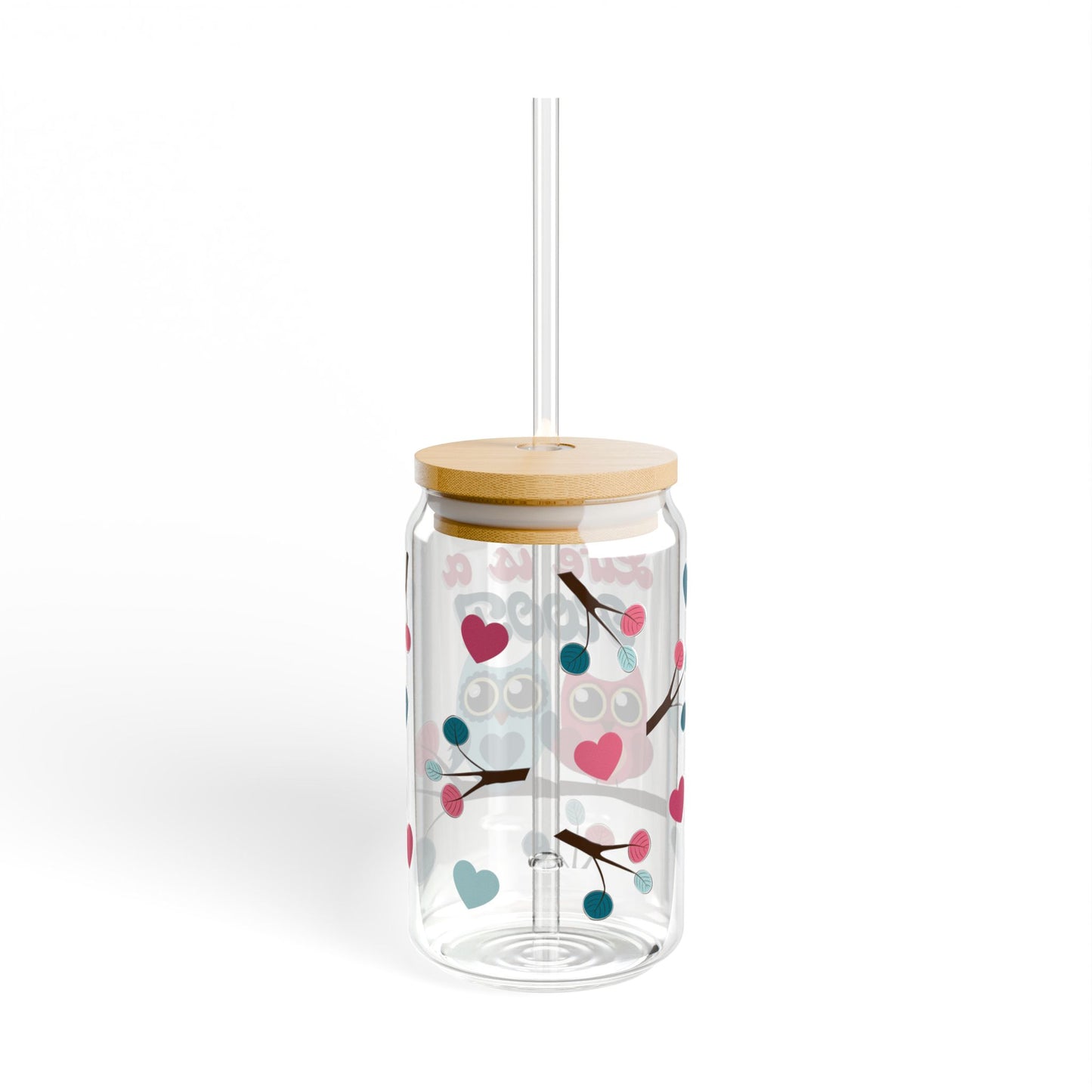 Life Is A Hoot! Glass Tumbler With Lid & Straw