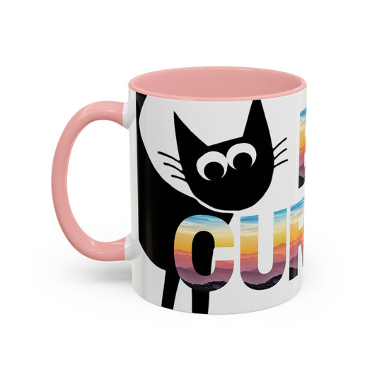 Be Curious Black Cat Coffee Mug