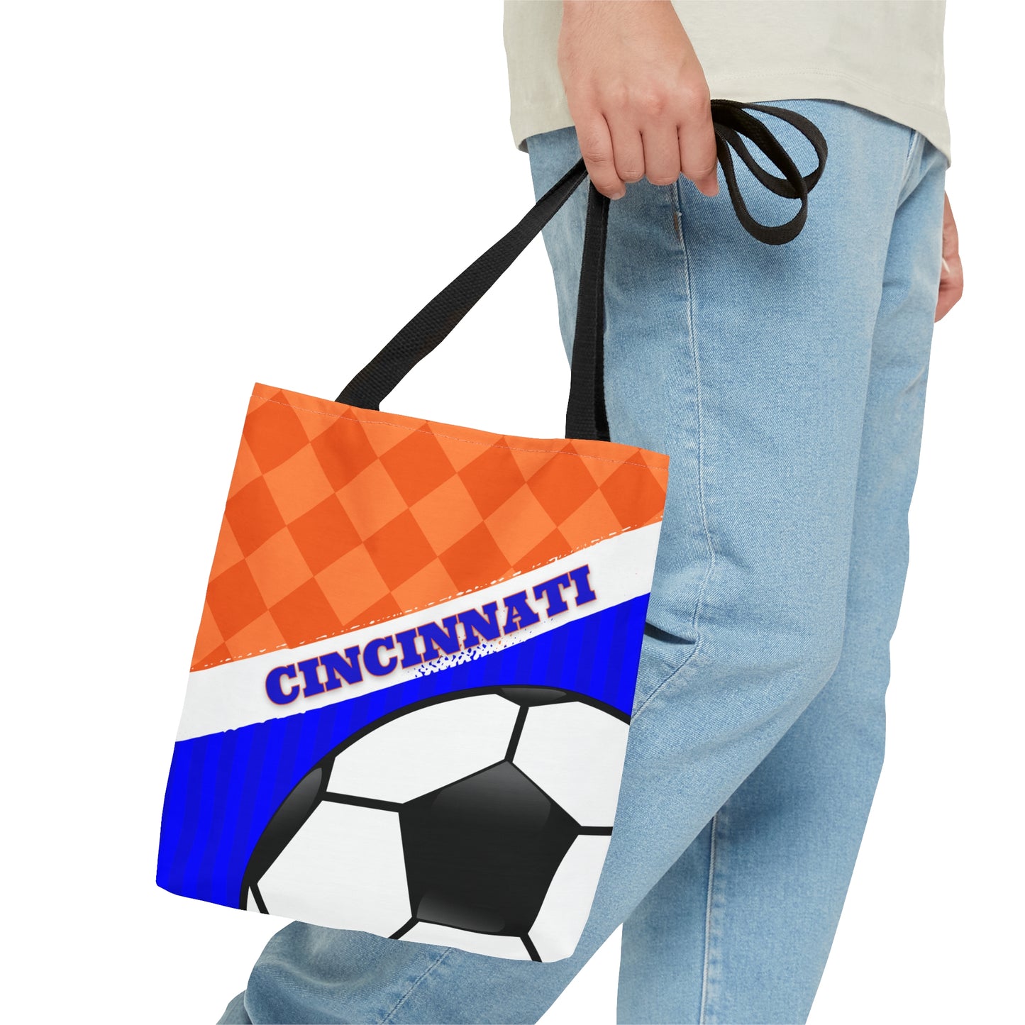 Cincinnati Soccer Orange and Blue Tote Bag