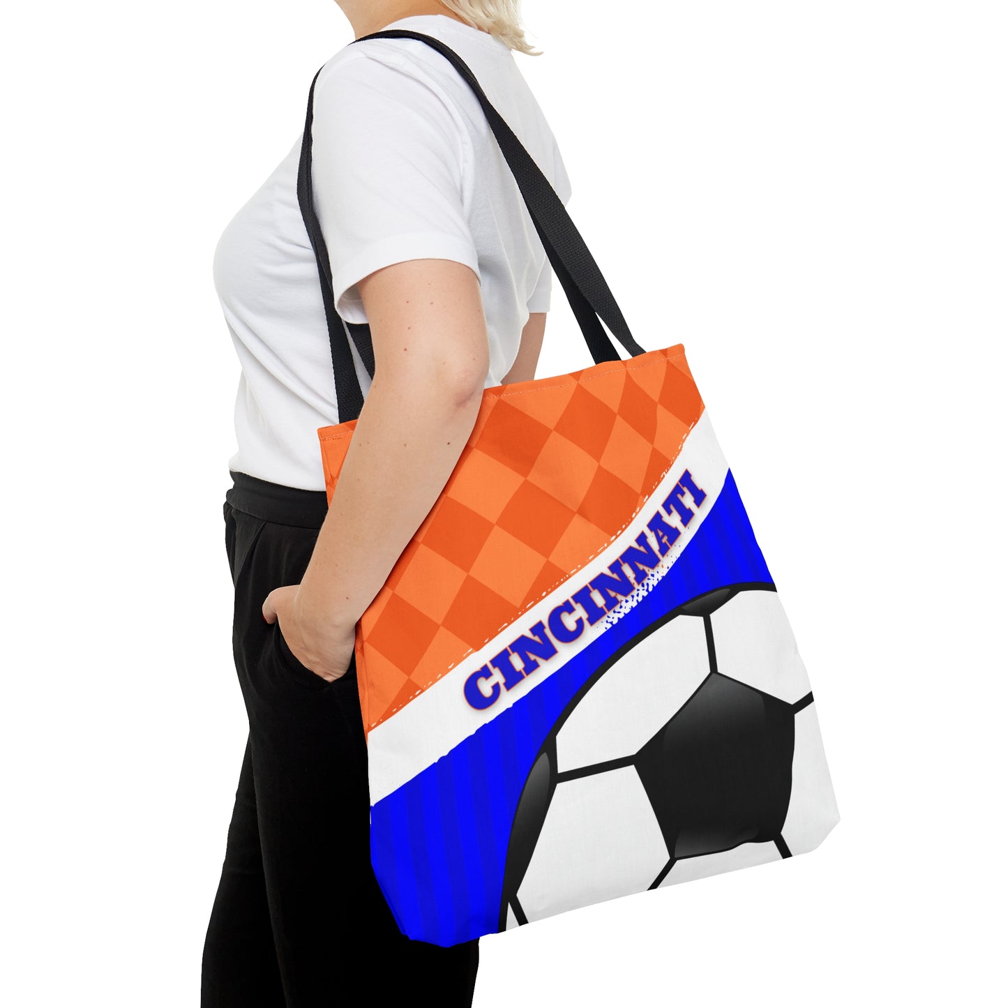 Cincinnati Soccer Orange and Blue Tote Bag