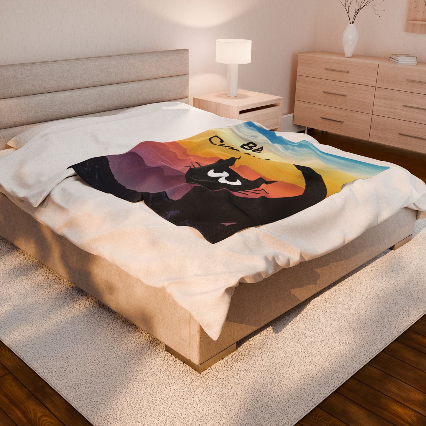 Be Curious Black Cat Blanket