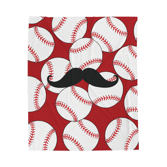 Cincinnati Baseballs & Mustache On Red Background Blanket