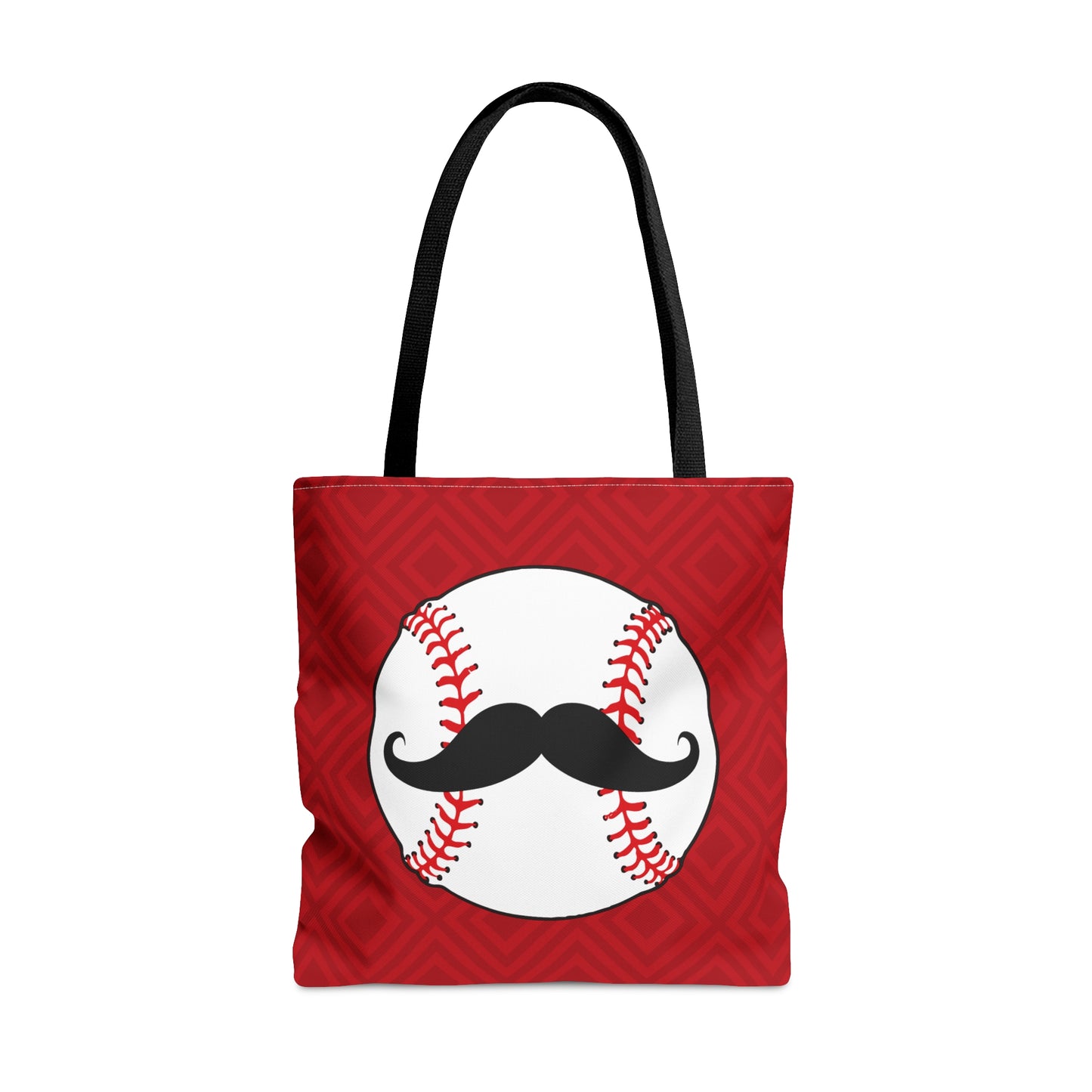 Cincinnati Baseball & Mustache On Red Background Tote Bag