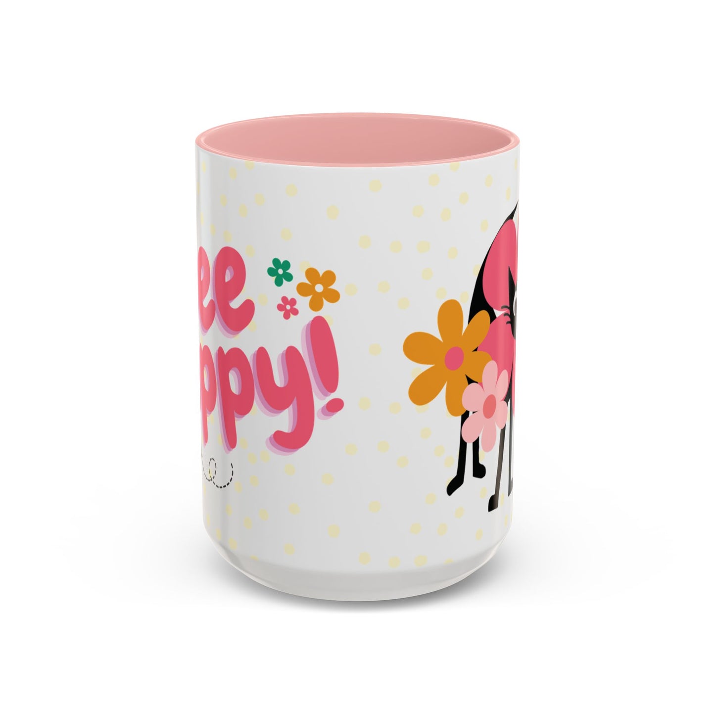 Bee Happy Flower Black Cat Coffee Mug