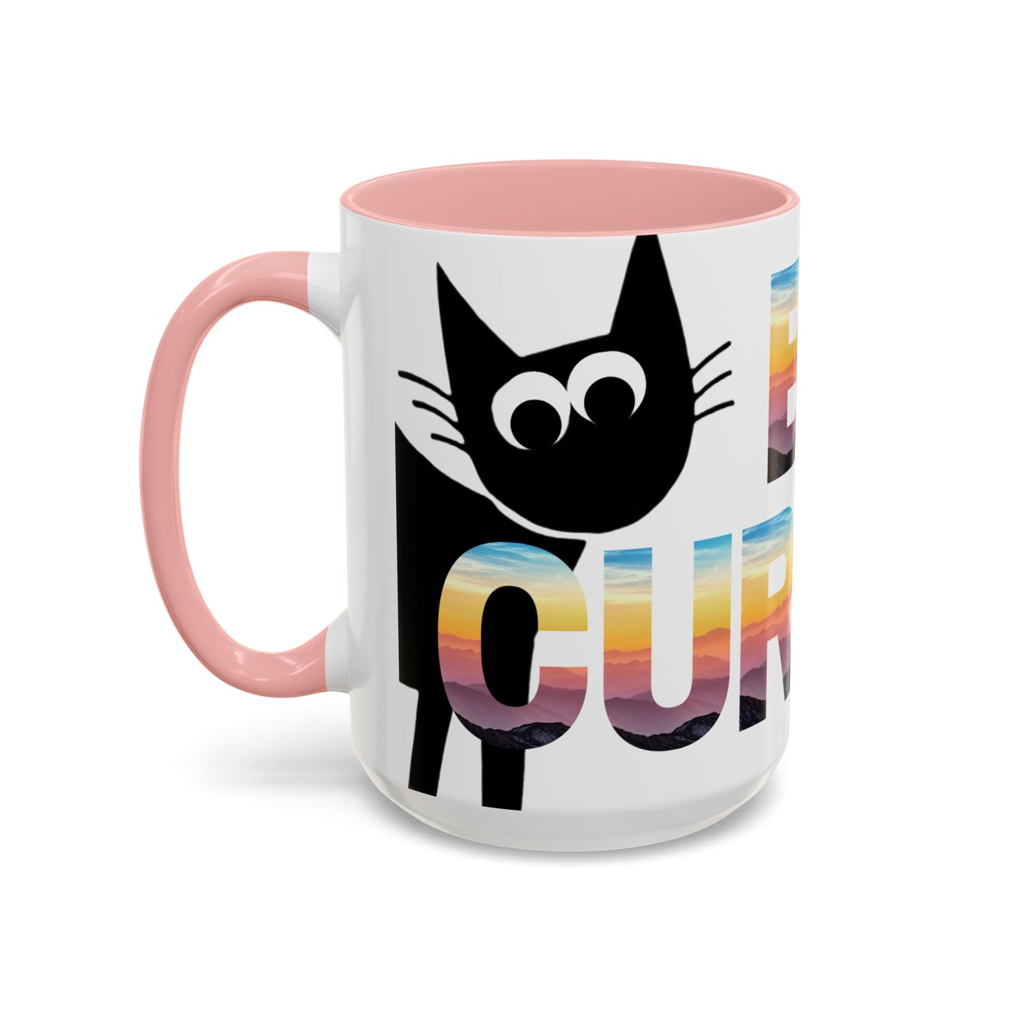 Be Curious Black Cat Coffee Mug