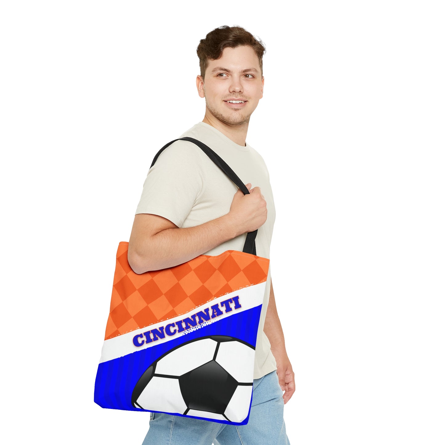 Cincinnati Soccer Orange and Blue Tote Bag