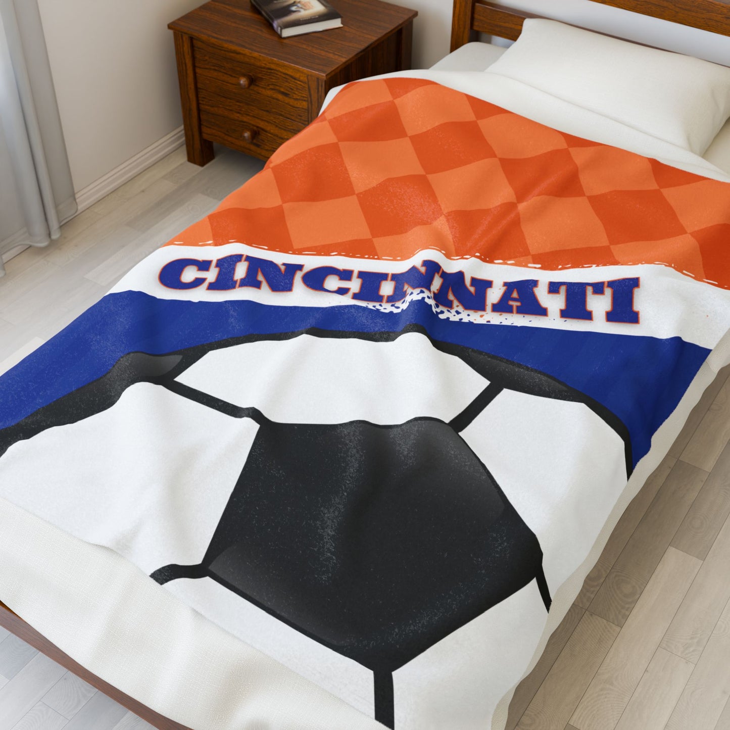 Cincinnati Soccer Orange & Blue Blanket