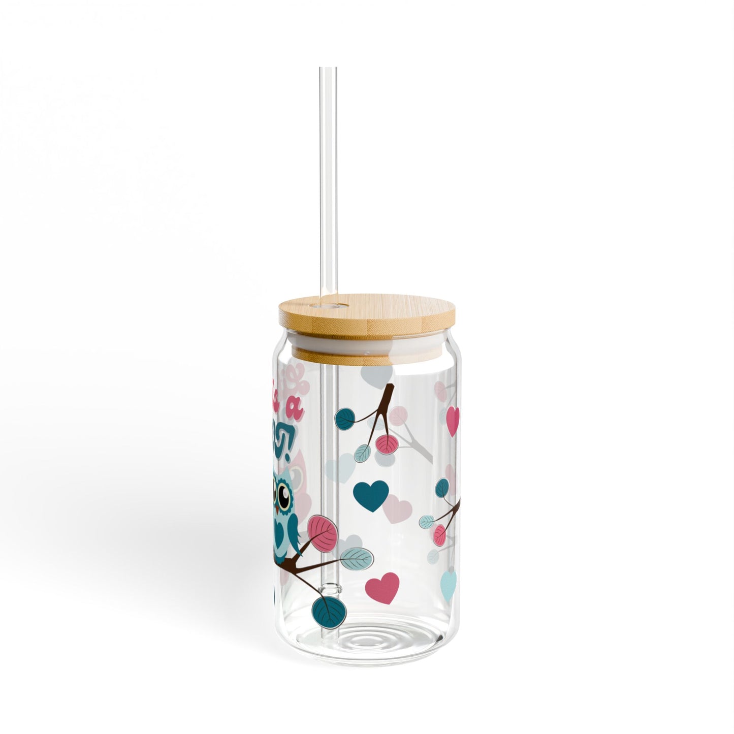 Life Is A Hoot! Glass Tumbler With Lid & Straw