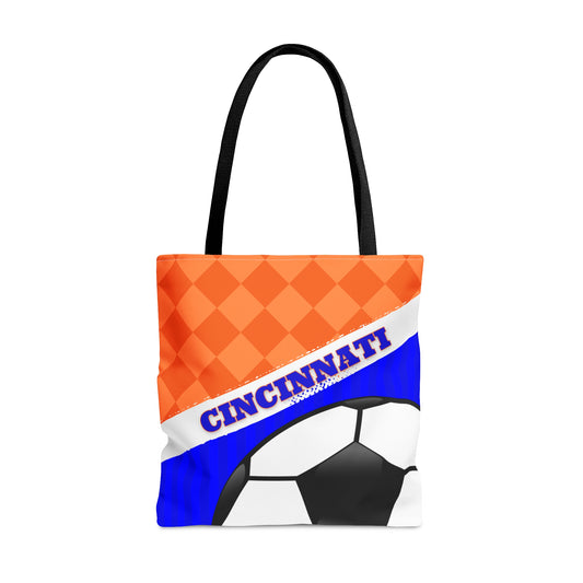 Cincinnati Soccer Orange and Blue Tote Bag