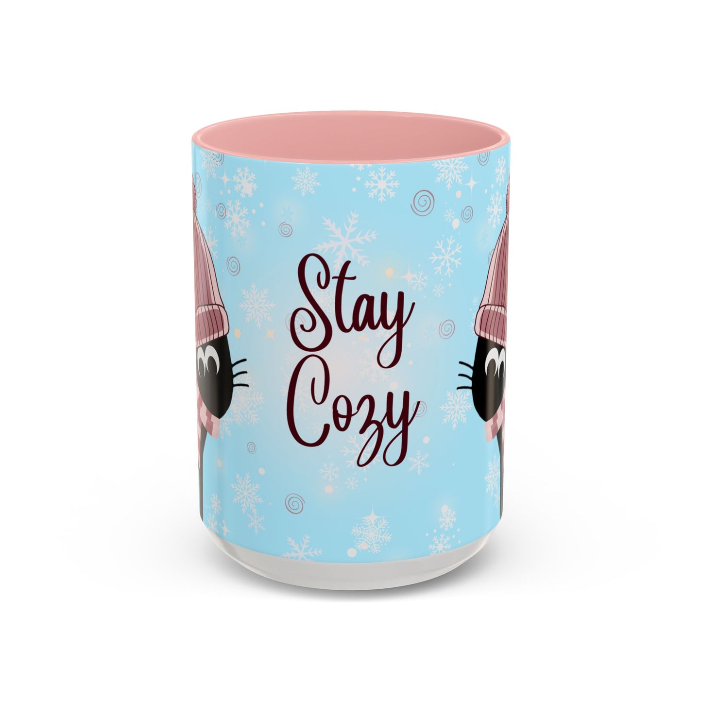 Pom Pom Hat Winter Black Cat Coffee Mug
