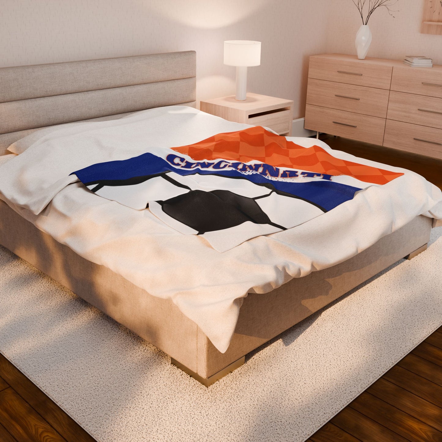 Cincinnati Soccer Orange & Blue Blanket