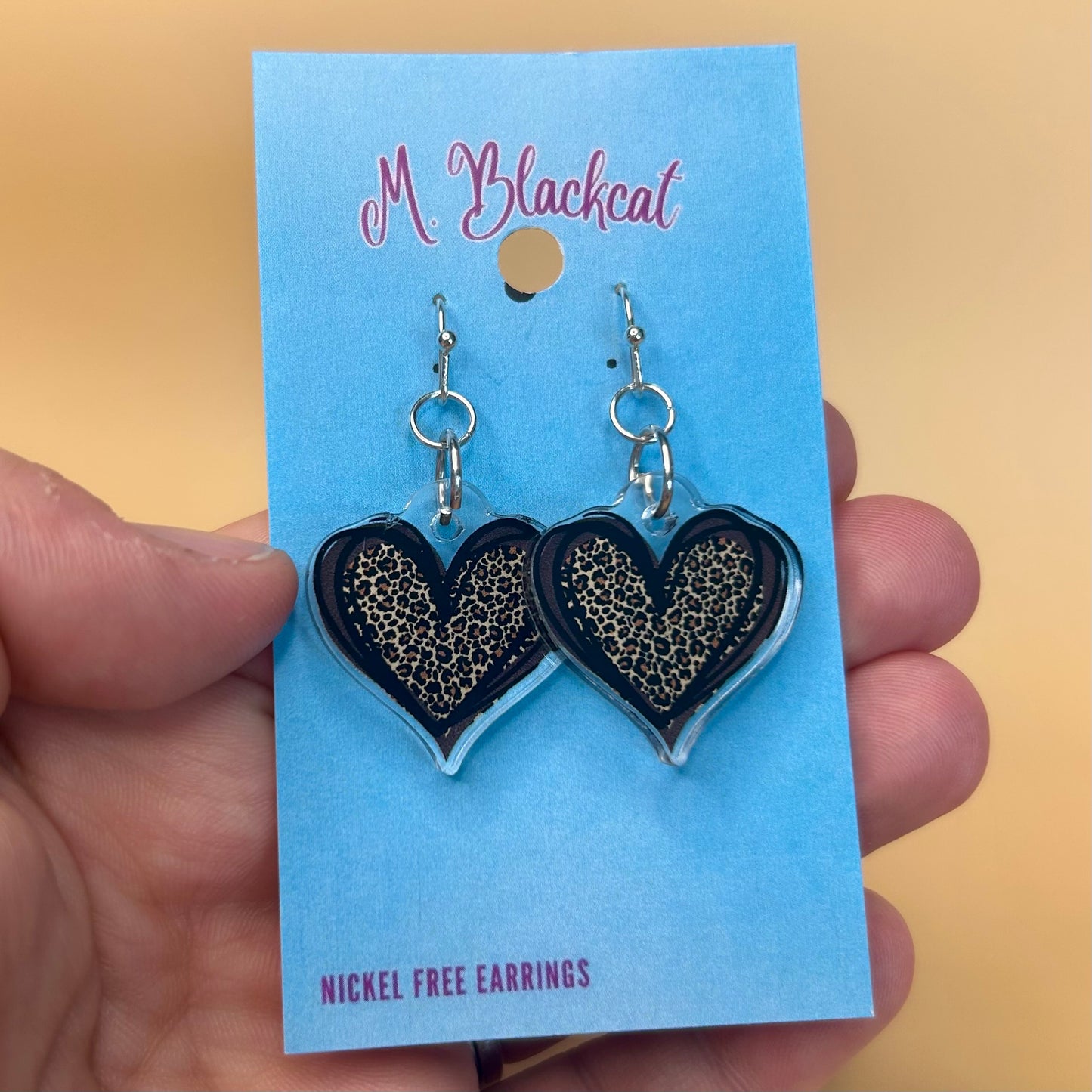 Heart Cheetah Print Earrings