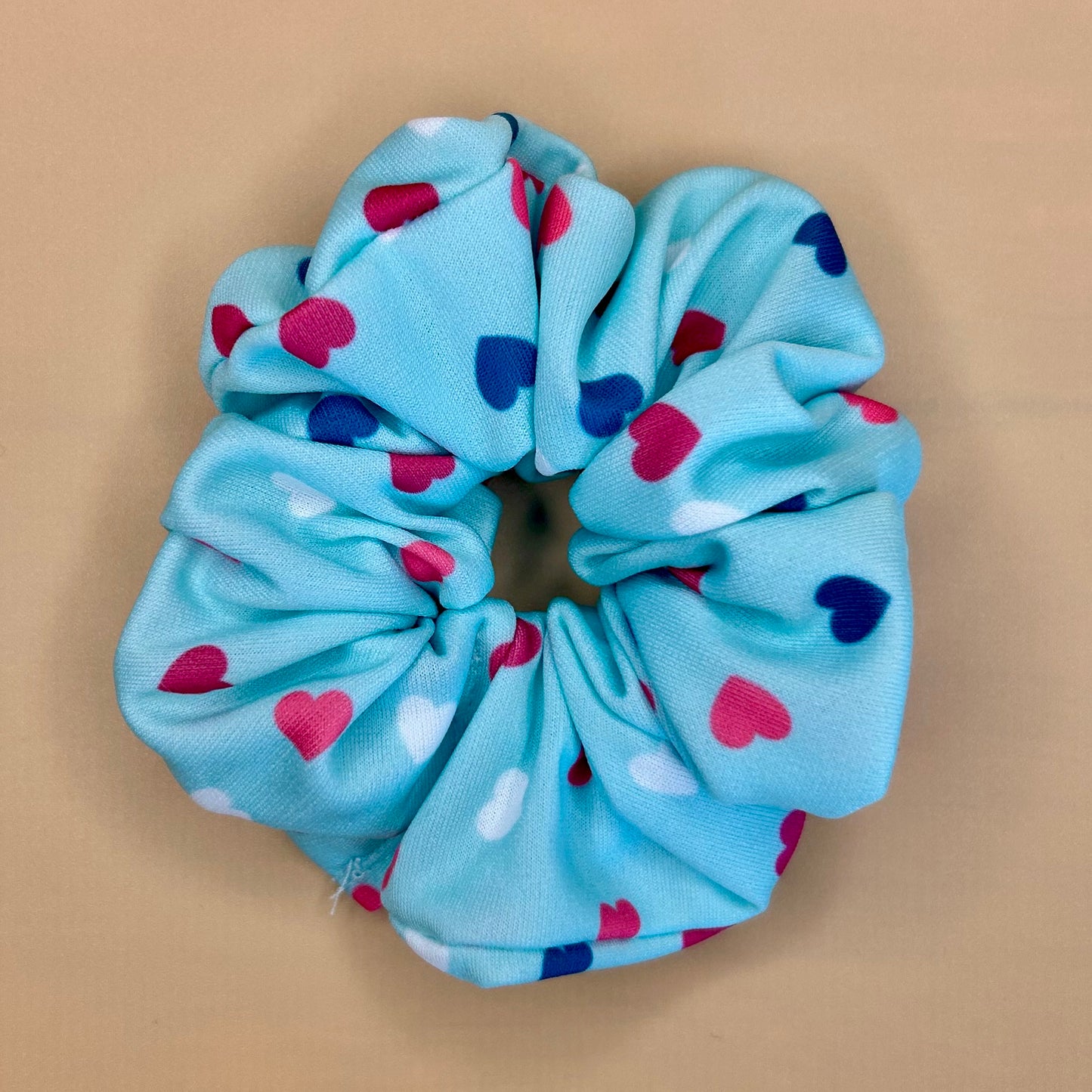 Teal Hearts Scrunchie