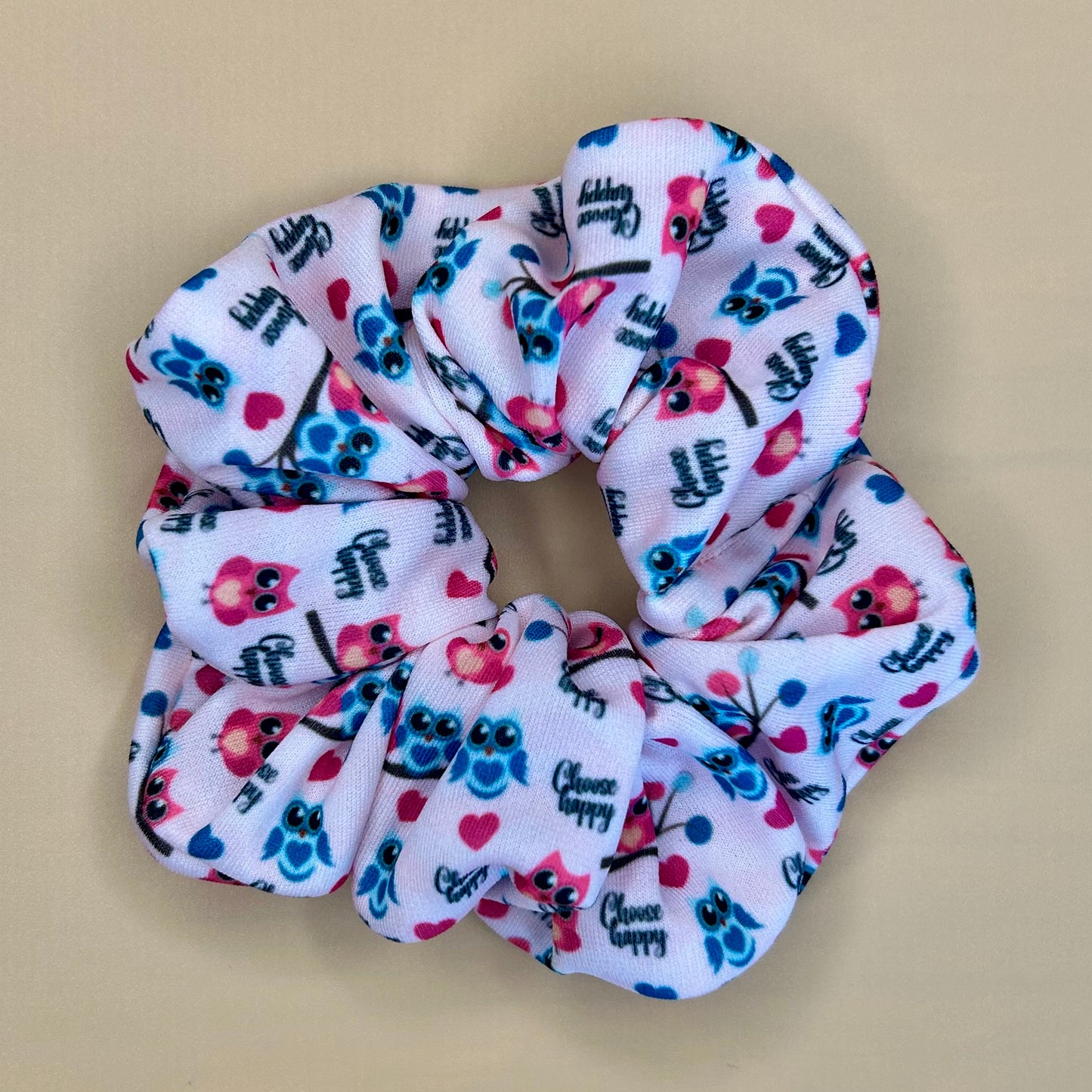 Choose Happy Owl Scrunchie