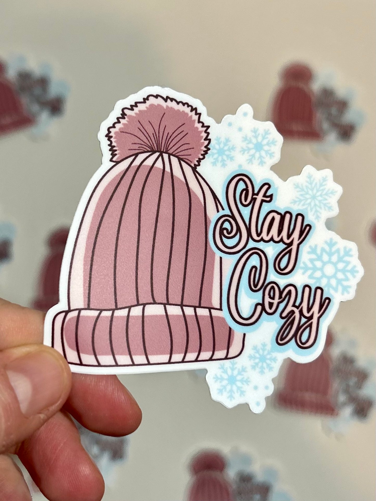 Pom Pom Hat Stay Cozy Sticker