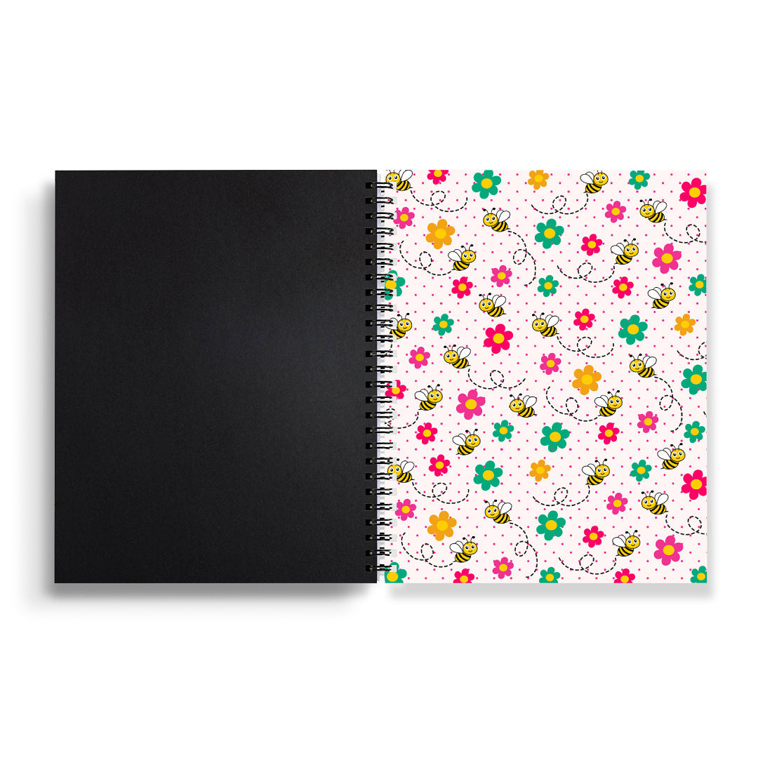 Bee Happy Daisy Pattern Notebook