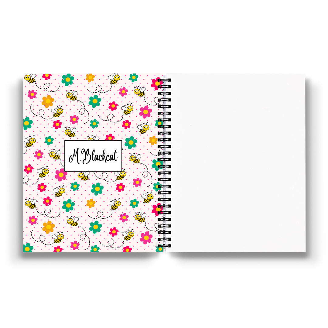 Bee Happy Daisy Pattern Notebook