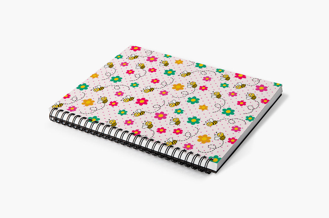 Bee Happy Daisy Pattern Notebook