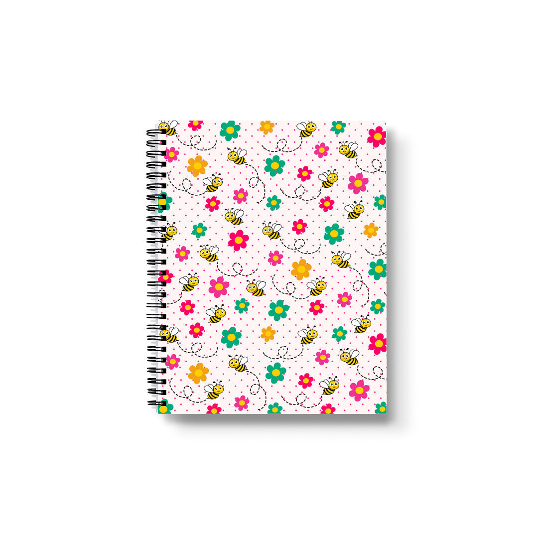 Bee Happy Daisy Pattern Notebook