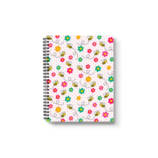 Bee Happy Daisy Pattern Notebook