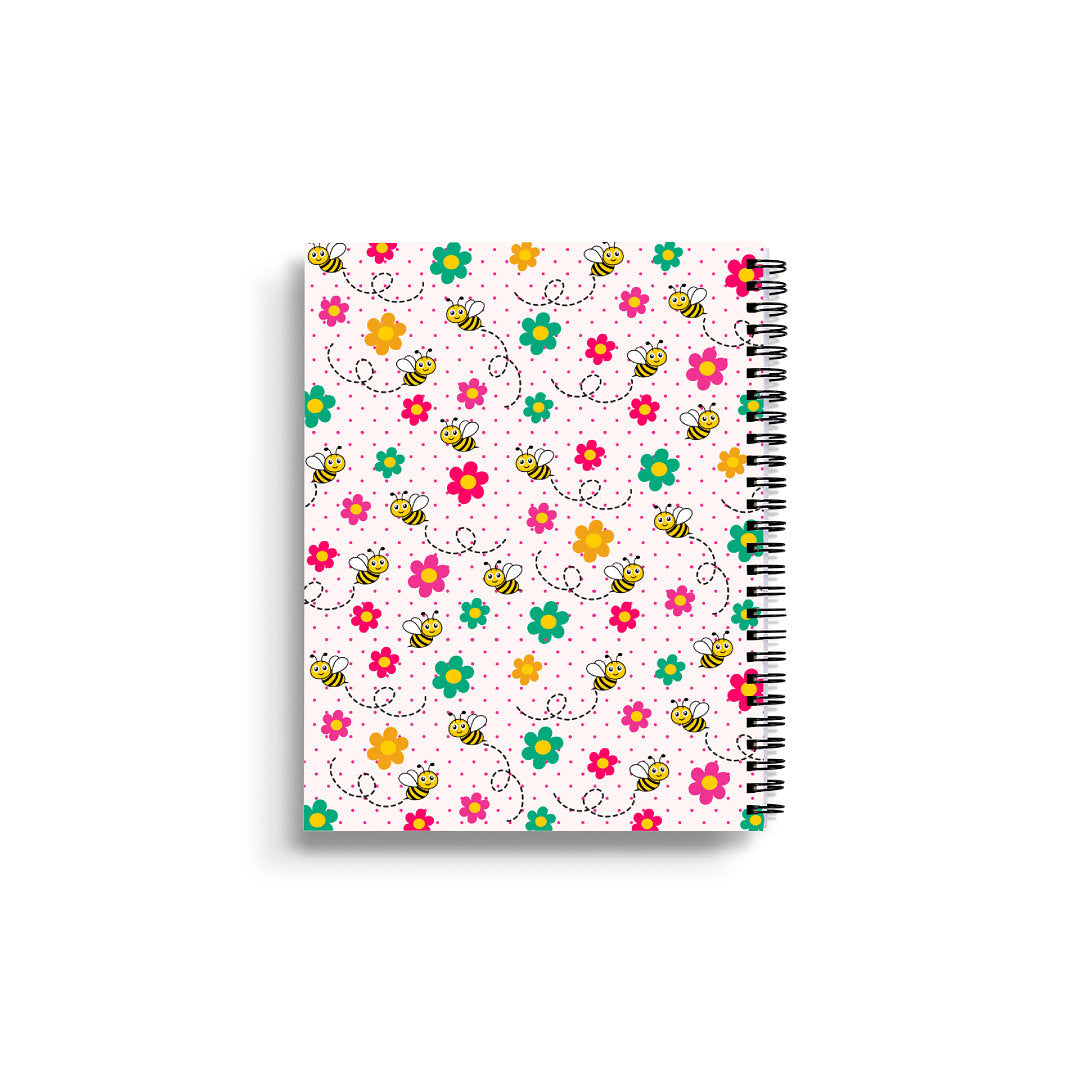 Bee Happy Daisy Pattern Notebook