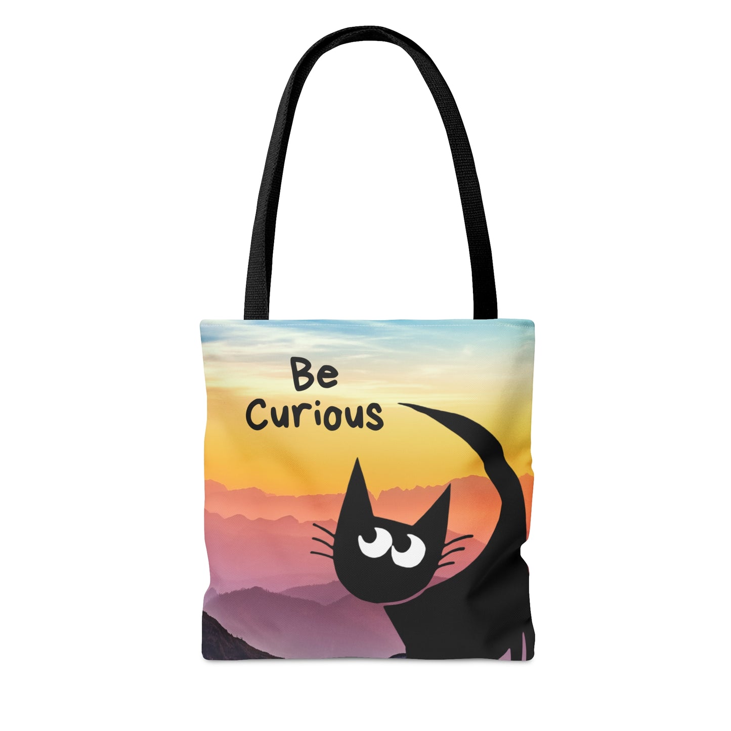 Be Curious Black Cat Tote Bag