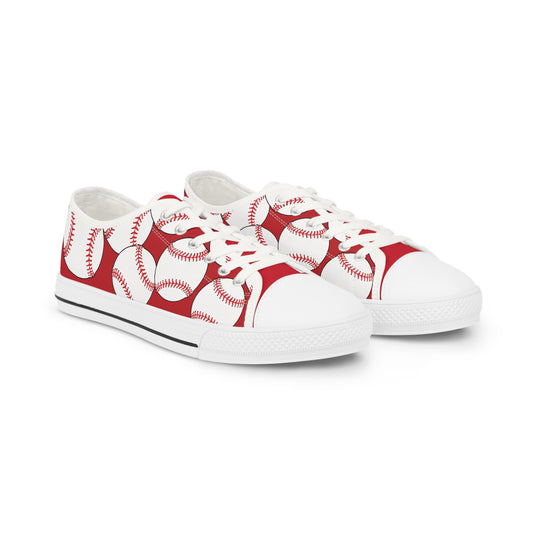 Men's Cincinnati Baseball On Red Background Low Top Sneakers