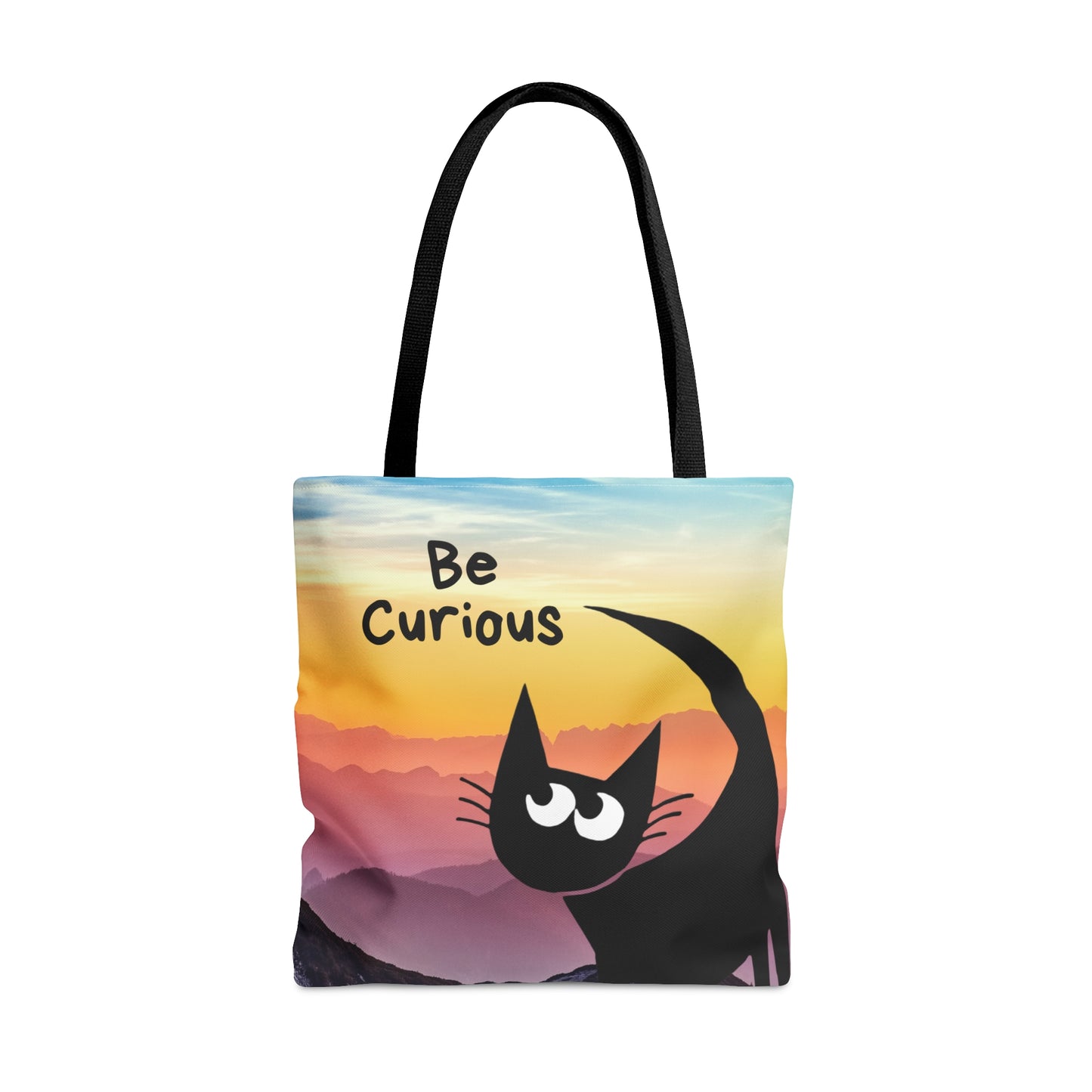 Be Curious Black Cat Tote Bag