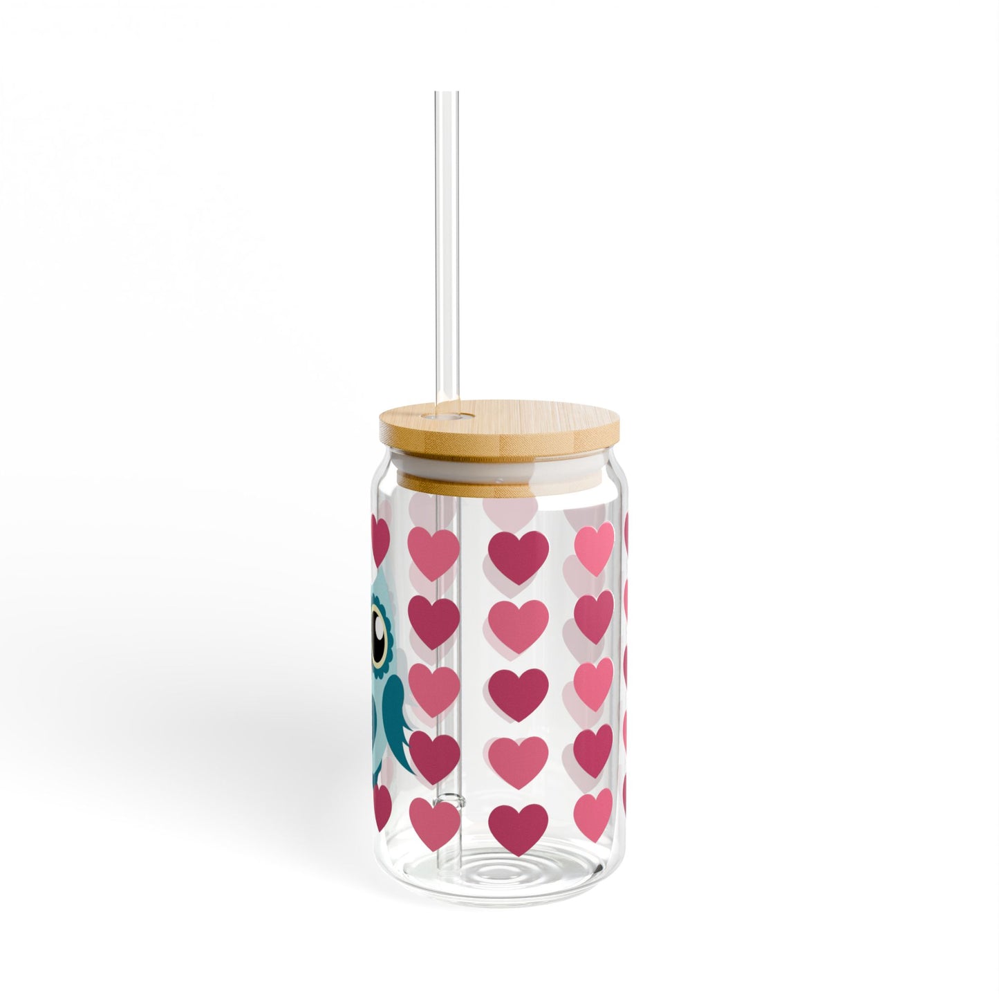 Teal Owl Life Is A Hoot! Glass Tumbler With Lid & Straw