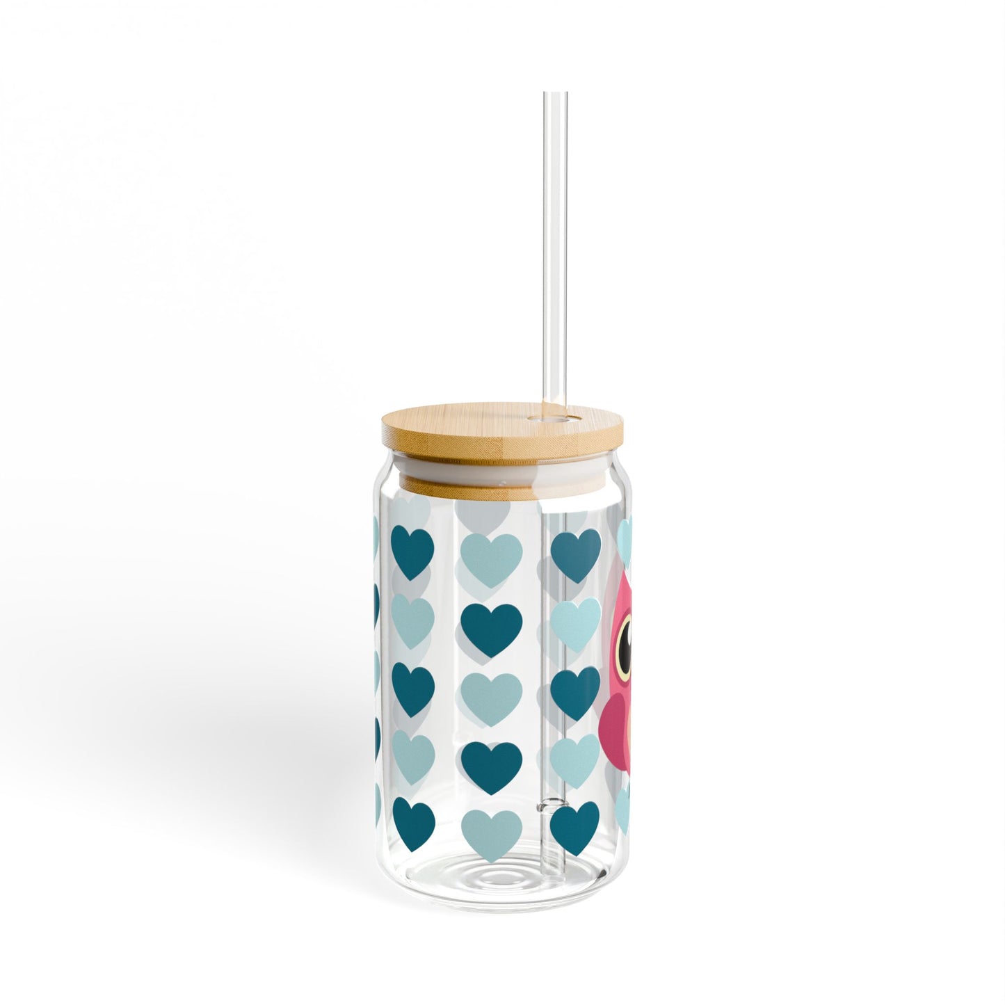 Pink Owl Life Is A Hoot! Glass Tumbler With Lid & Straw