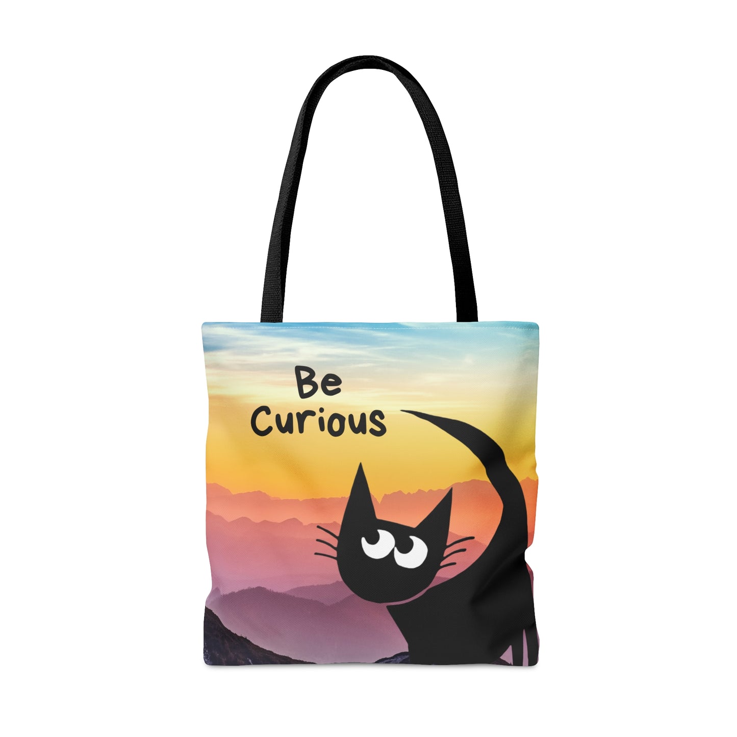 Be Curious Black Cat Tote Bag