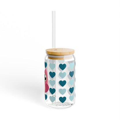 Pink Owl Life Is A Hoot! Glass Tumbler With Lid & Straw