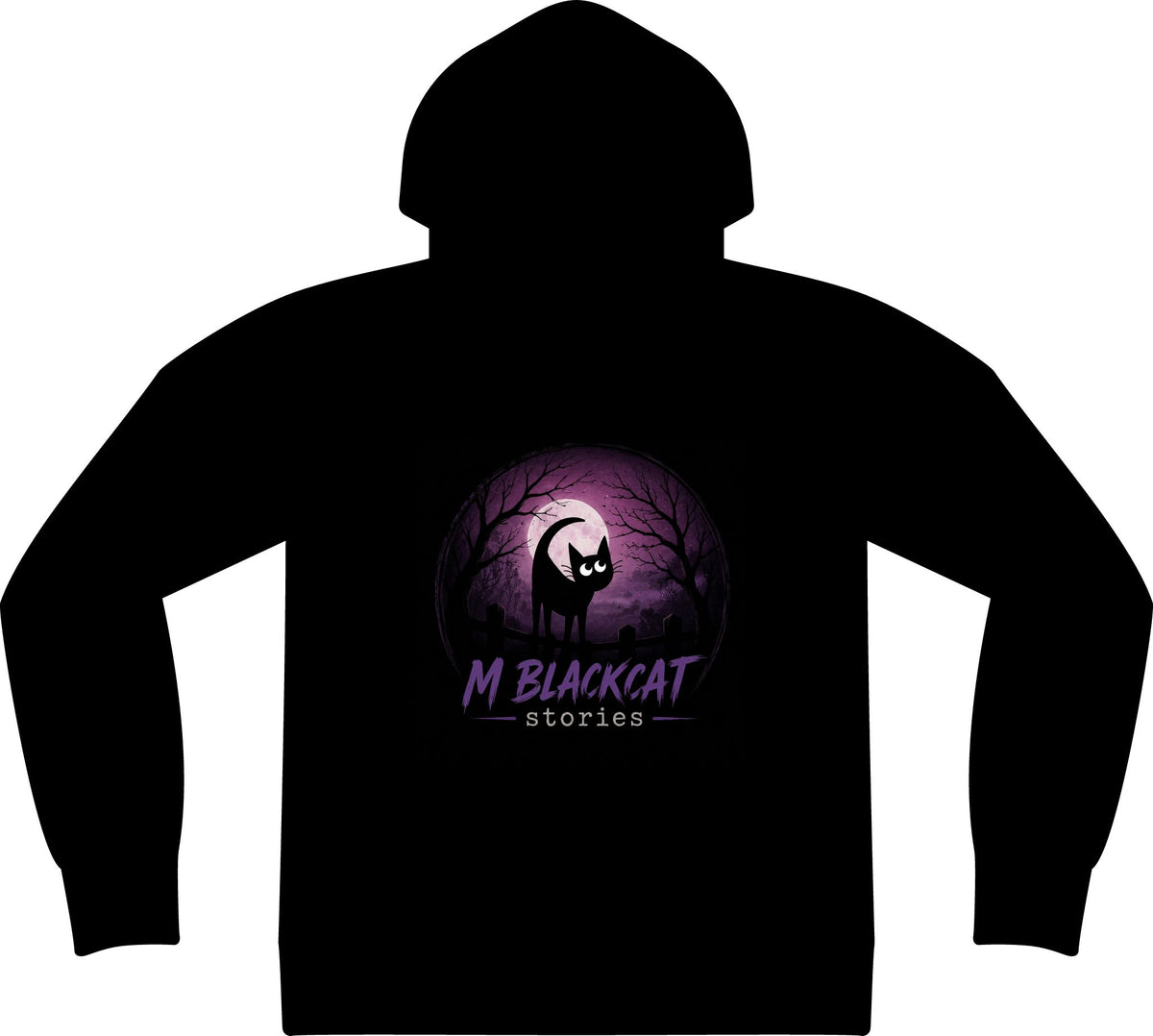 Hoodie — M Blackcat Stories Purple Moon Cat Logo