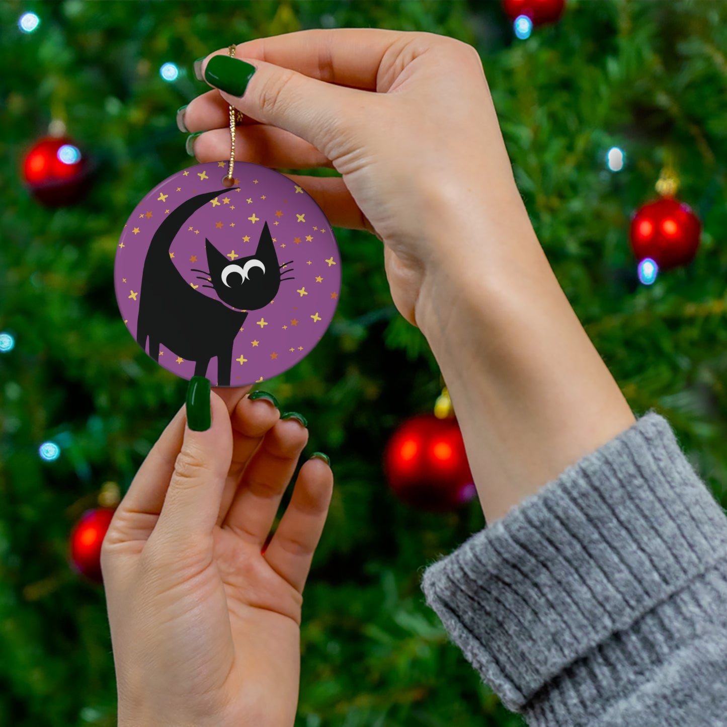 Black Cat I'm Spooky All Year Long Ceramic Ornament