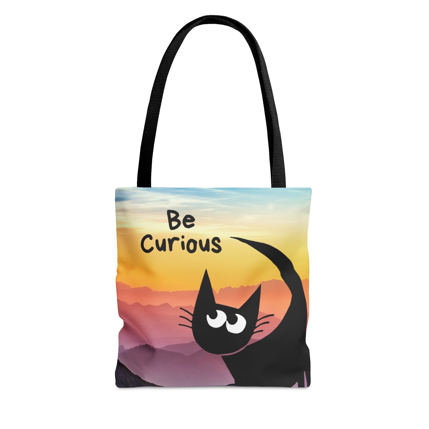 Be Curious Black Cat Tote Bag