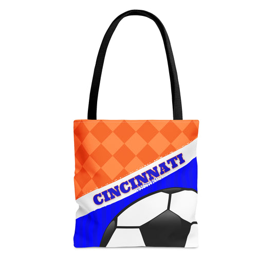 Cincinnati Soccer Orange and Blue Tote Bag