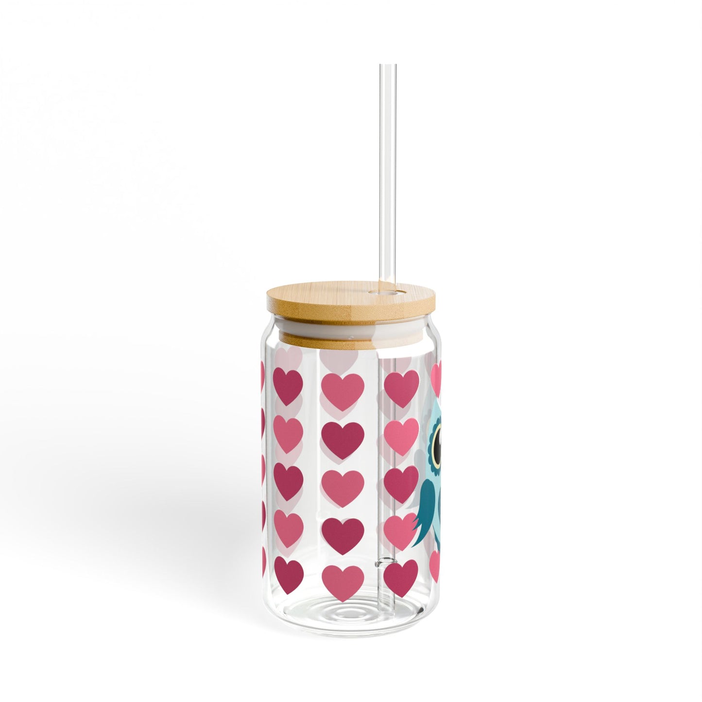 Teal Owl Life Is A Hoot! Glass Tumbler With Lid & Straw