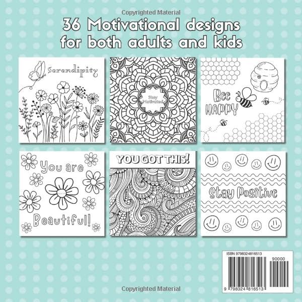 Motivational Coloring Book: Simple Designs for both Adults and Kids: Bold and Easy Coloring for Stress Relief and Positive Mental Health