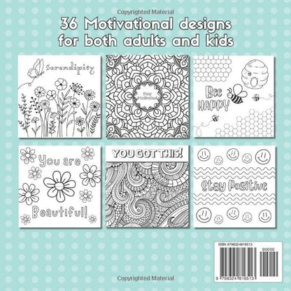 Motivational Coloring Book: Simple Designs for both Adults and Kids: Bold and Easy Coloring for Stress Relief and Positive Mental Health