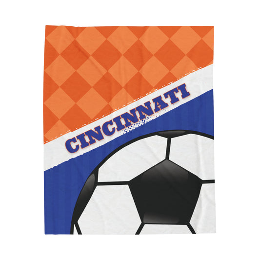 Cincinnati Soccer Orange & Blue Blanket