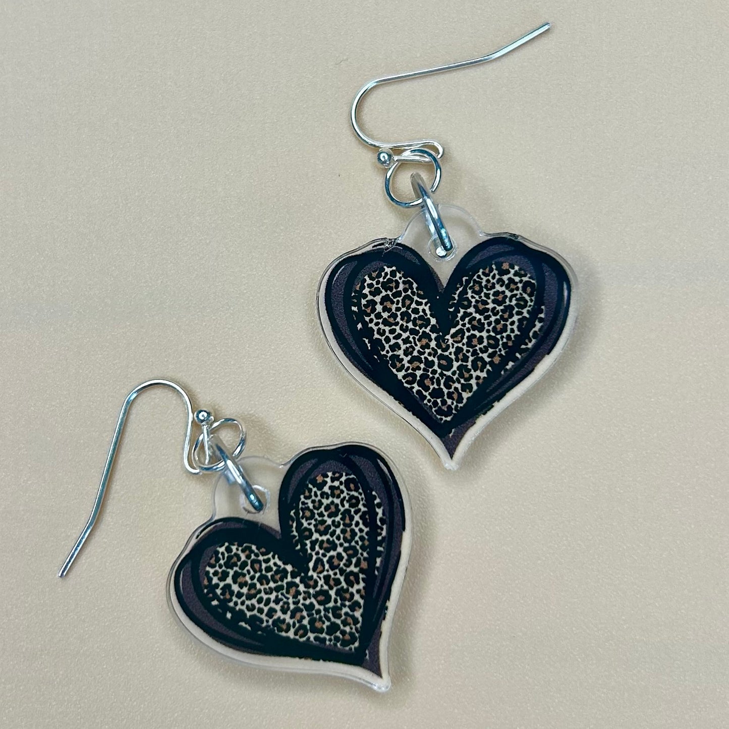 Heart Cheetah Print Earrings