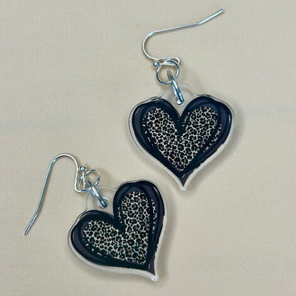 Heart Cheetah Print Earrings