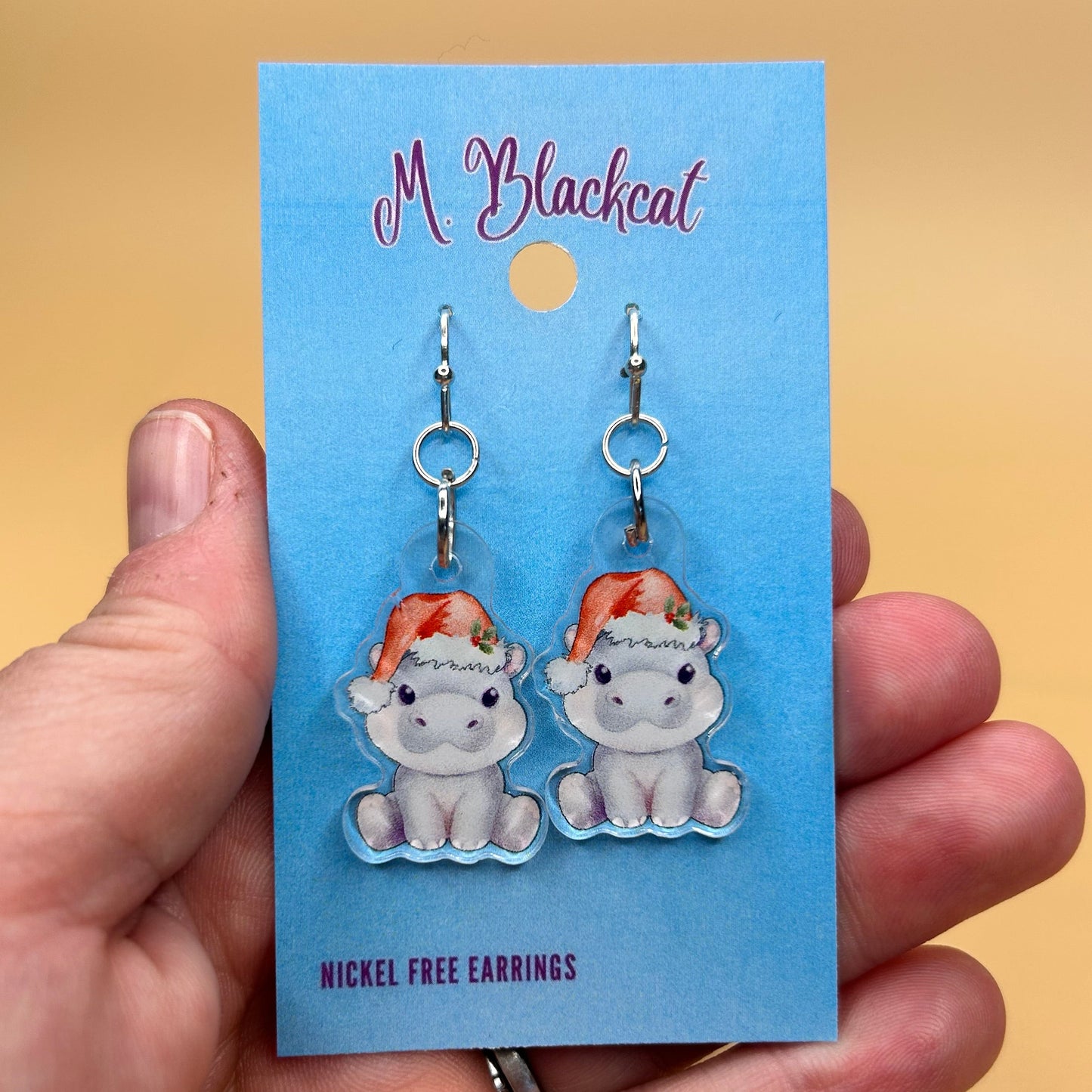 Christmas Hippo Earrings