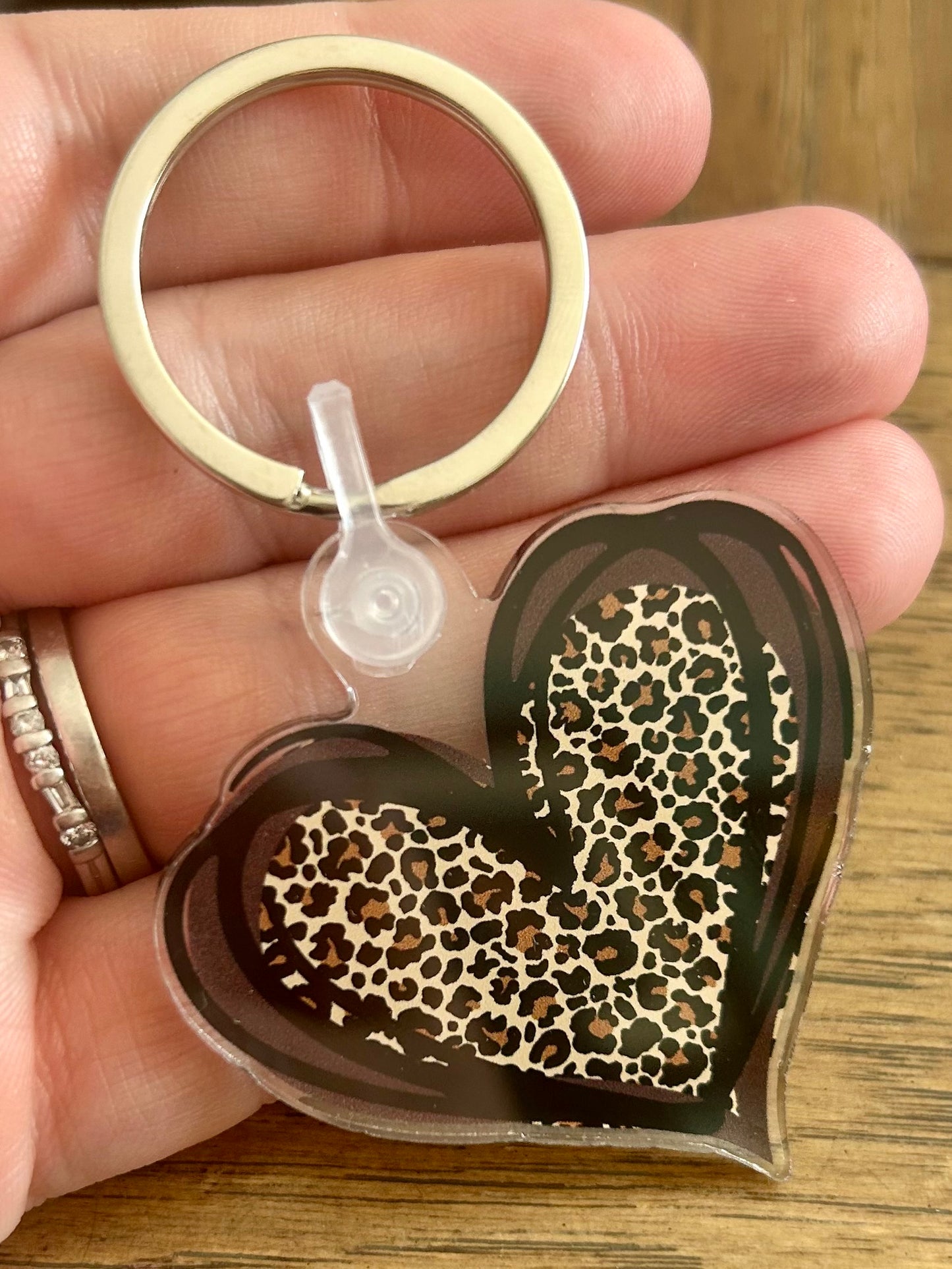 Cheetah Print Heart Keychain