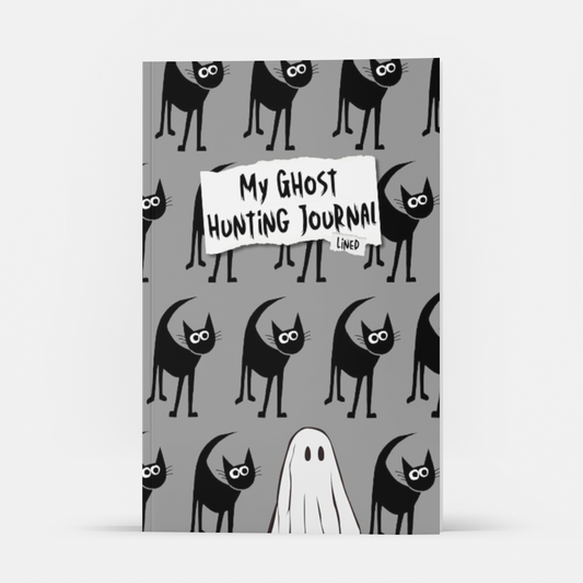 M Blackcat Collection Spooky Lined Journal: Gray Black Cat, Ghost Hunting Design, 6x9" with 100 White Pages