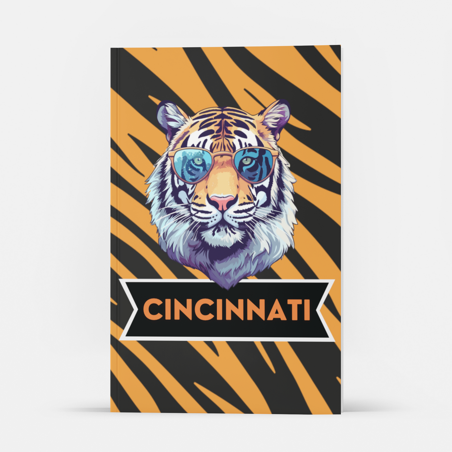 Cool Bengals Tiger Striped 6x9" Lined Journal: M Blackcat Cincinnati Collection