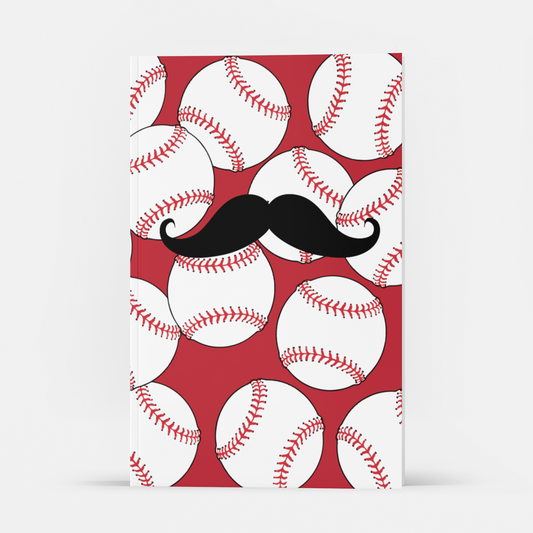 Baseballs & Mustache on Red Background 6x9" Lined Journal: M Blackcat Cincinnati Collection