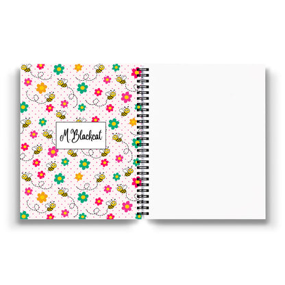 Bee Happy Daisy Pattern Notebook